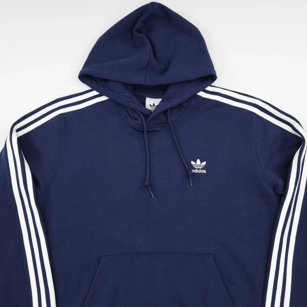 Adidas Originals Men's Kangaroo Pocket Adicolor Classics 3 Stripes Hoodie Navy L